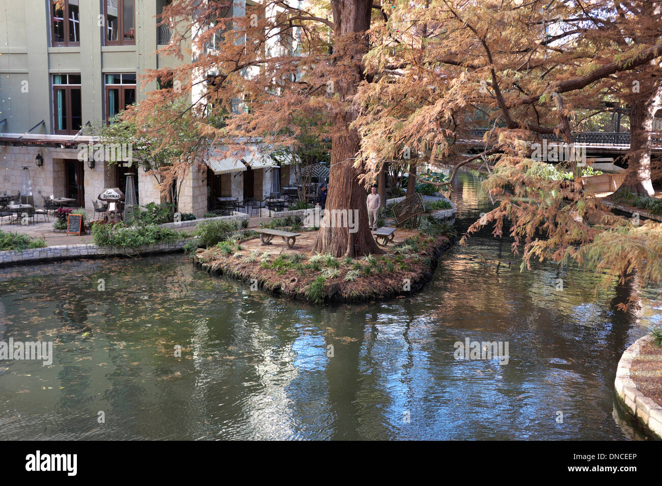 Heart shaped a Marriage Island on the Riverwalk in San Antonio, Texas Stock Photo