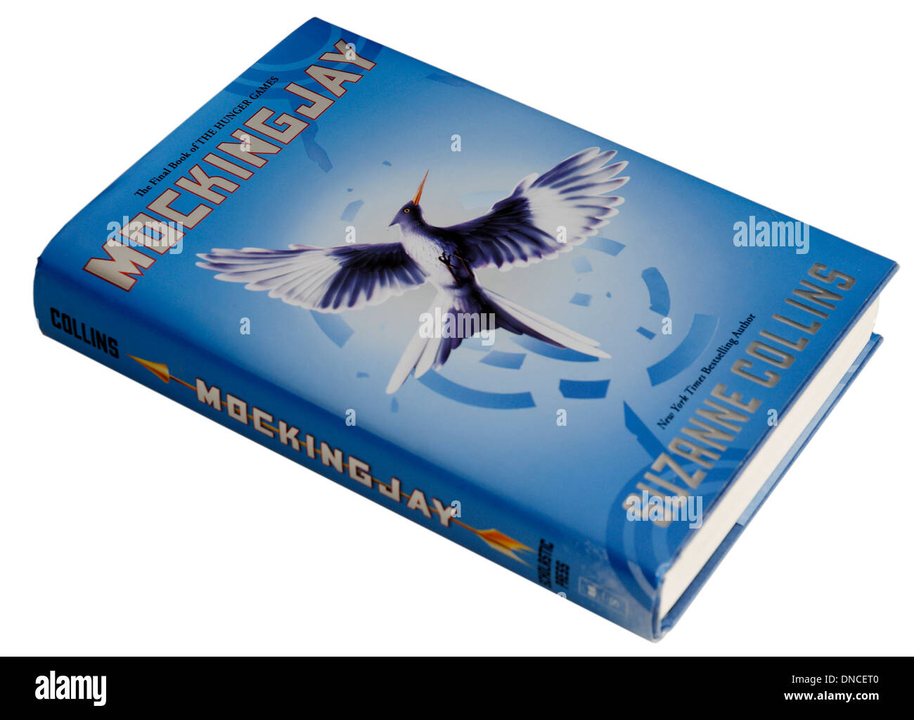 Mockingjay by Suzanne Collins, part 3 of The hunger Games trilogy Stock Photo