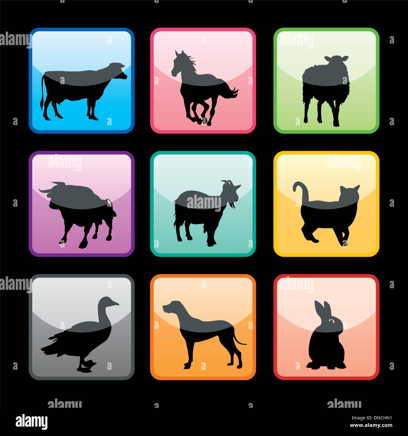 Farm animals silhouettes set Stock Vector Image & Art - Alamy