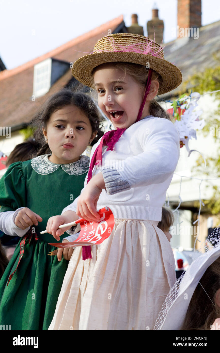 Villagers out for the Christmas Parade Buckingham England Little Girl