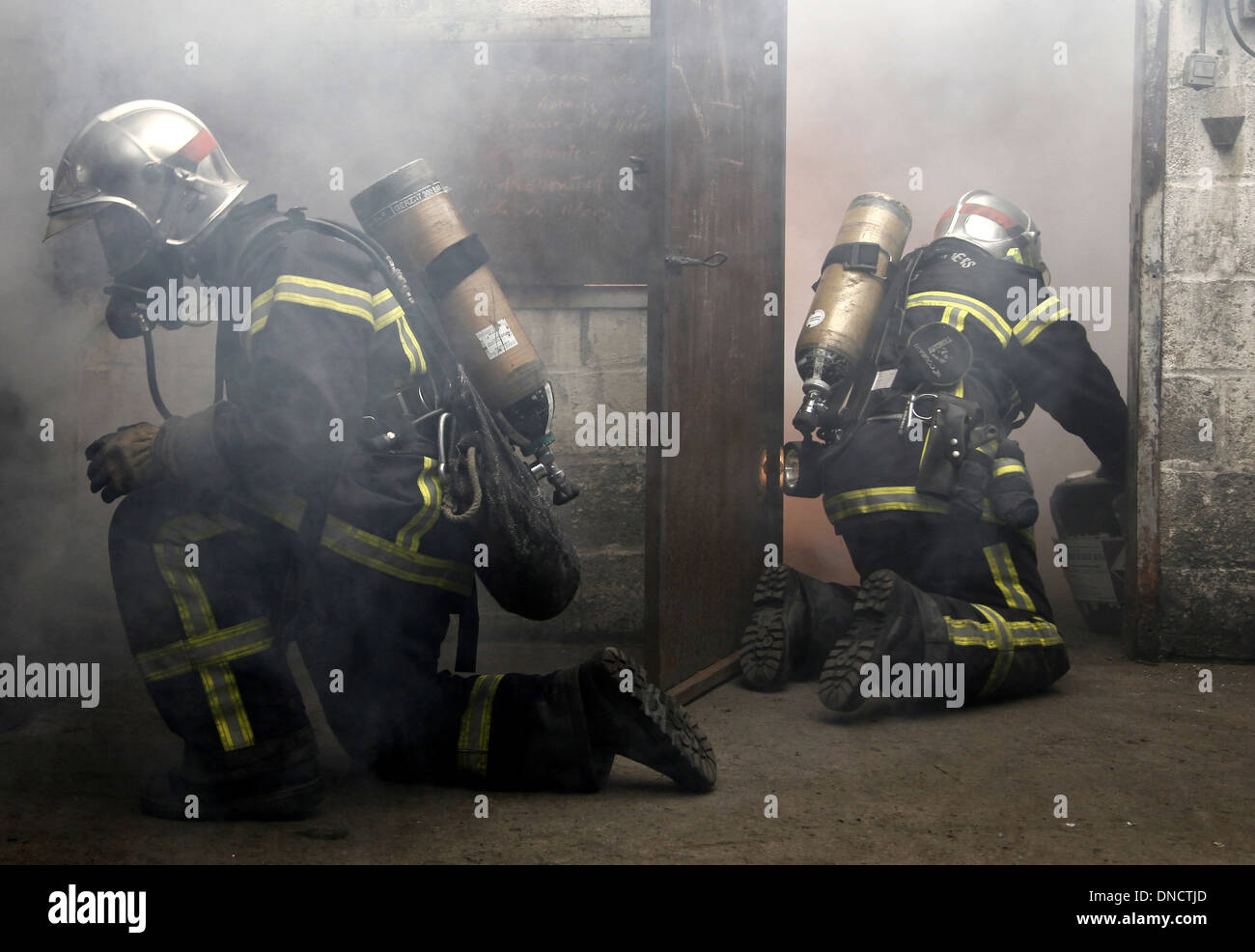 Firefighter training Stock Photo