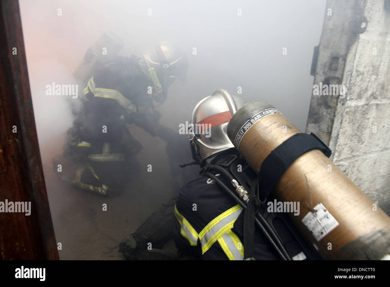Firefighter training Stock Photo