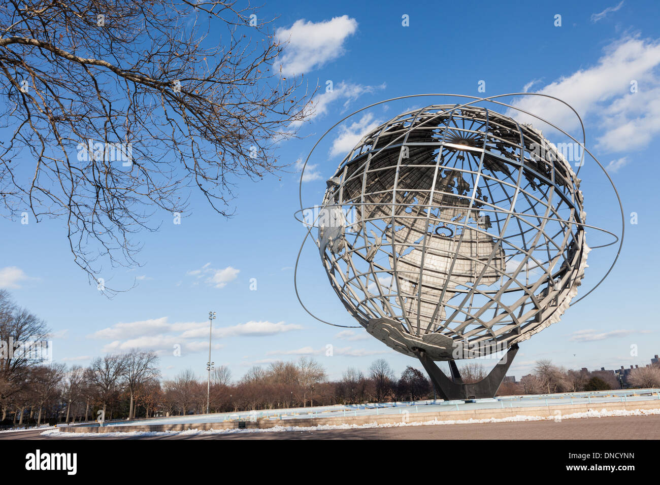 Unisphere, stainless steel, 12 stories high, built for 1964 World's Fair, Flushing Meadows, Queens, New York Stock Photo