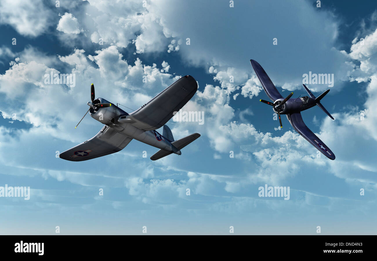 A Pair Of Vought F4U Corsair Fighters Stock Photo