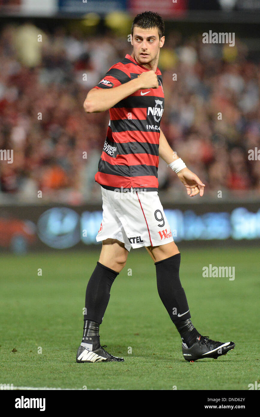 Sydney, Australia. 23rd Dec, 2013. Wanderers scorer Tomi Juric in action during the Hyundai A League game between Western Sydney Wanderers FC and Central Coast Mariners FC from the Pirtek Stadium, Parramatta. The Wanderers won 2-0. Credit:  Action Plus Sports/Alamy Live News Stock Photo
