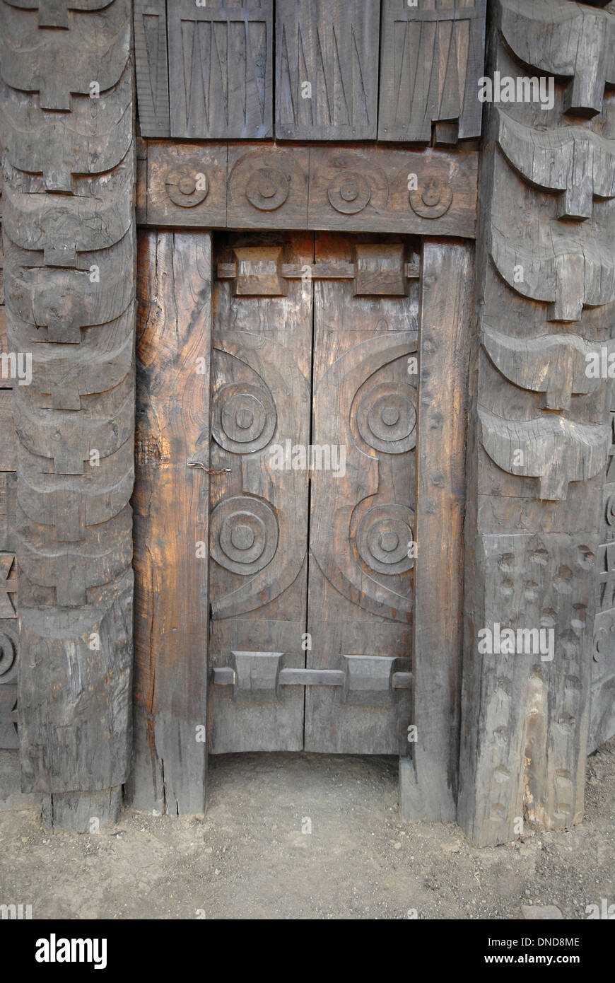 Wood door. Tangkhul Naga, Manipur. Manav Sangrahalaya, Bhopal, Madhya