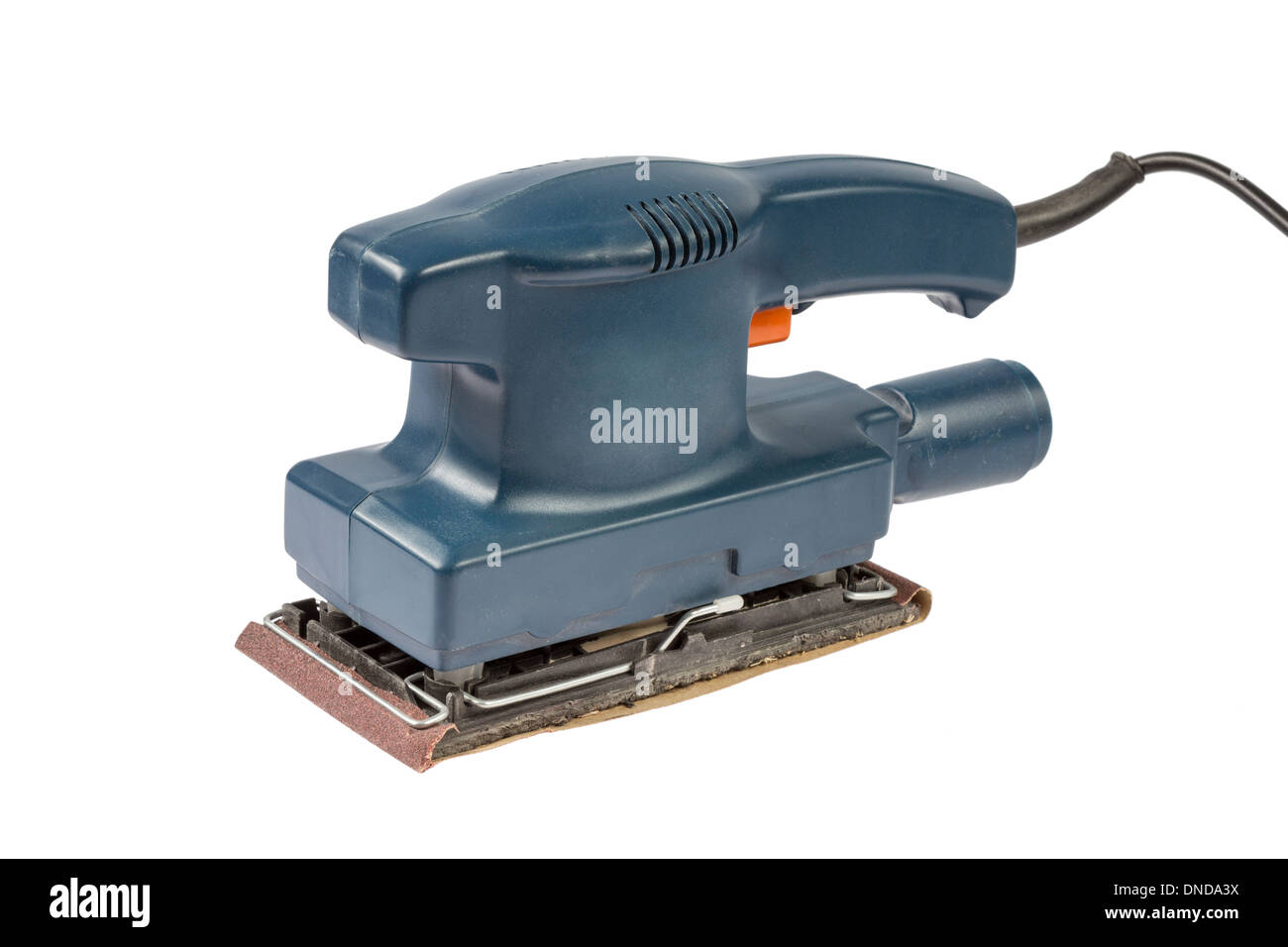 Used Blue Sander isolated on white background Stock Photo
