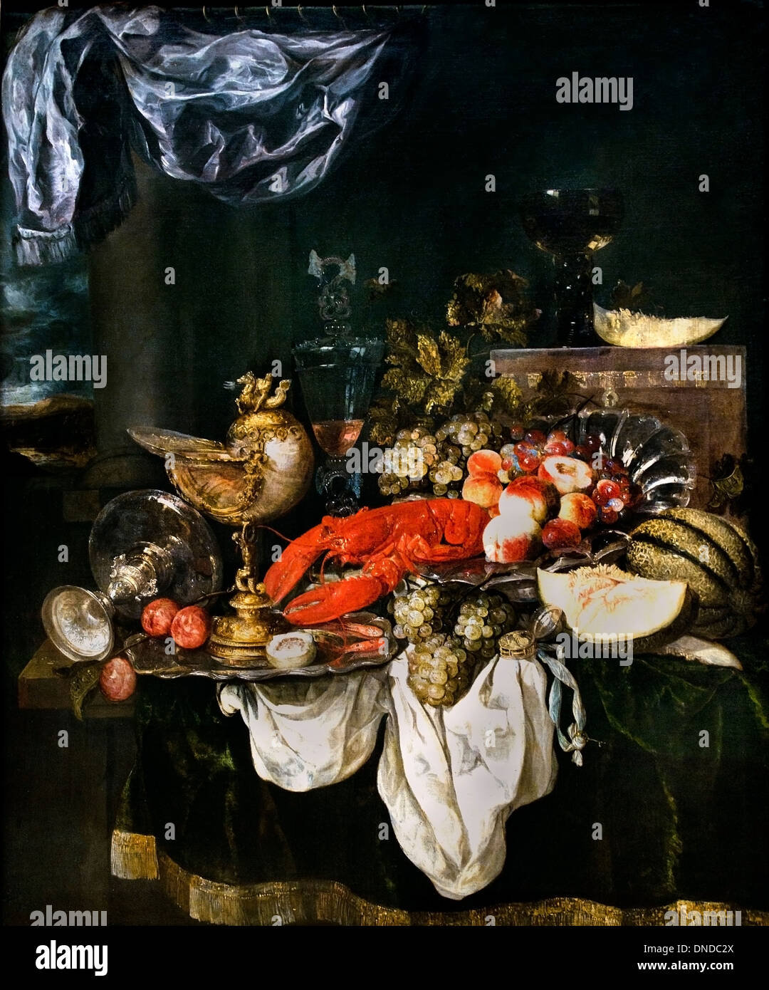 Large Still Life with Lobster 1620 Abraham Hendriksz van Beijeren 1620 – 1690 Dutch Netherlands Stock Photo