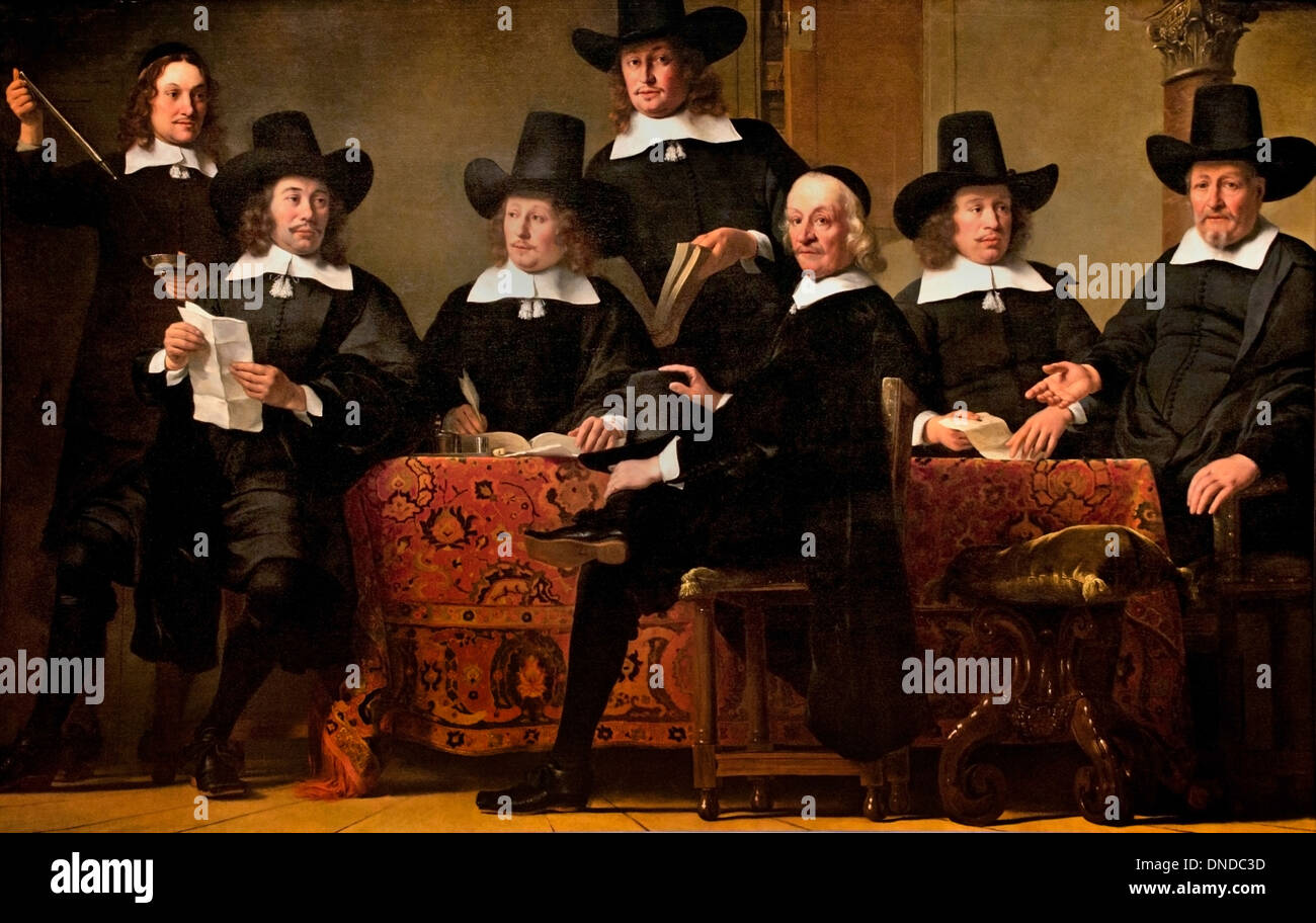 Governors of the Wine Merchant's Guild  Ferdinand Bol (1616–1680) Dutch Netherlands Stock Photo