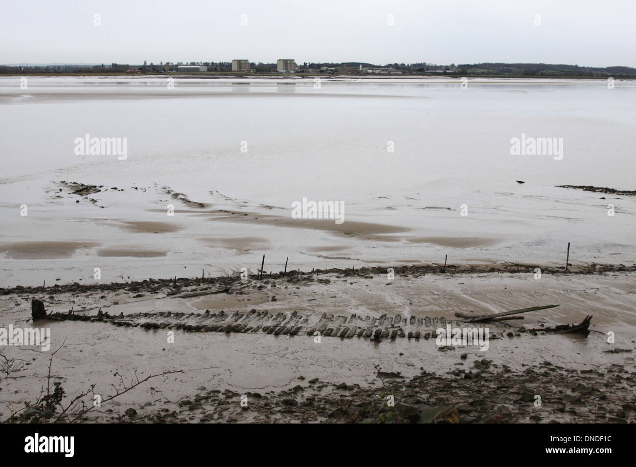 Remains of a wooden boat on the Severn estuary Stock Photo - Alamy