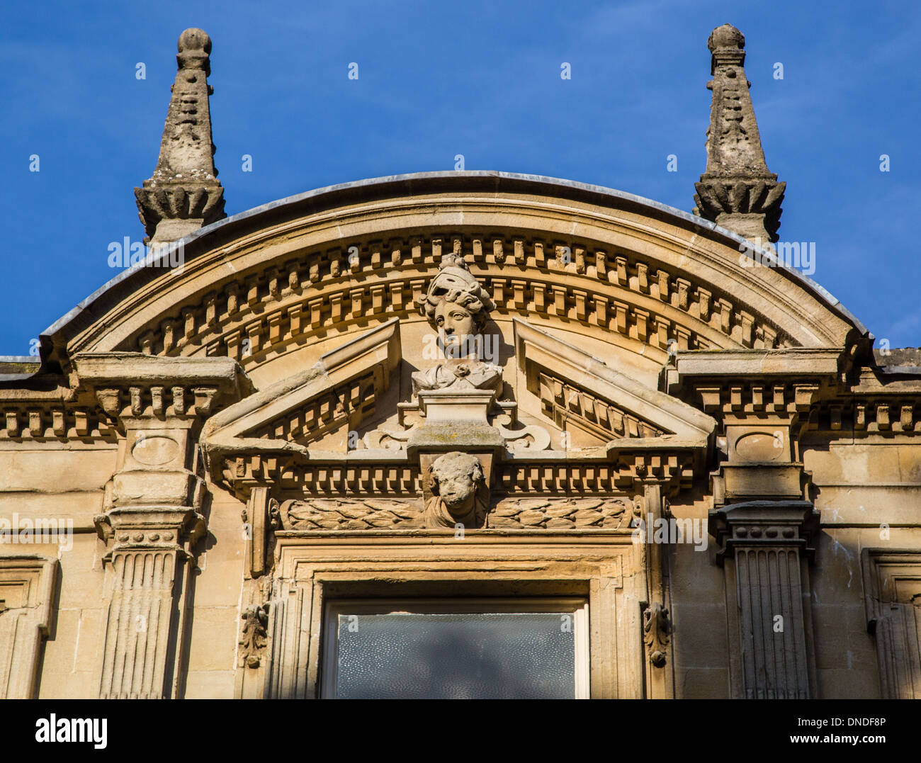 Elaborate architectural detail above a window in Bath Somerset Stock Photo