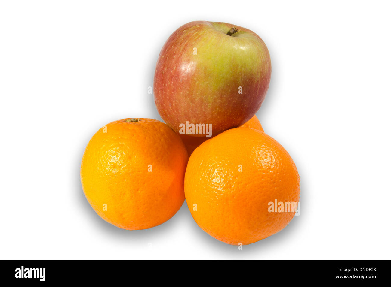 Different fruits lying on each other creating a pyramid Stock Photo