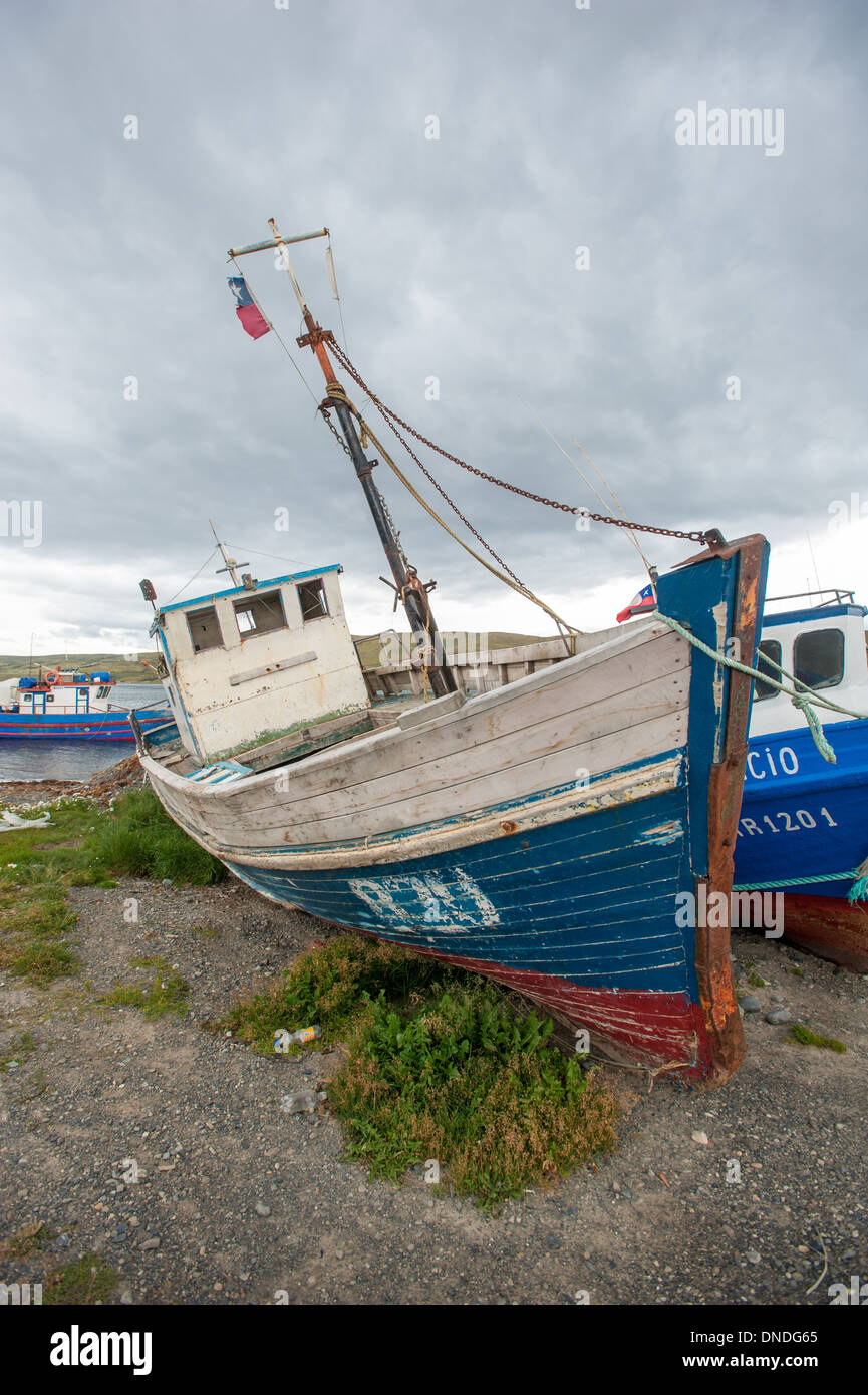 fishing boat, Strait of Magellan, chile, south america Stock Photo