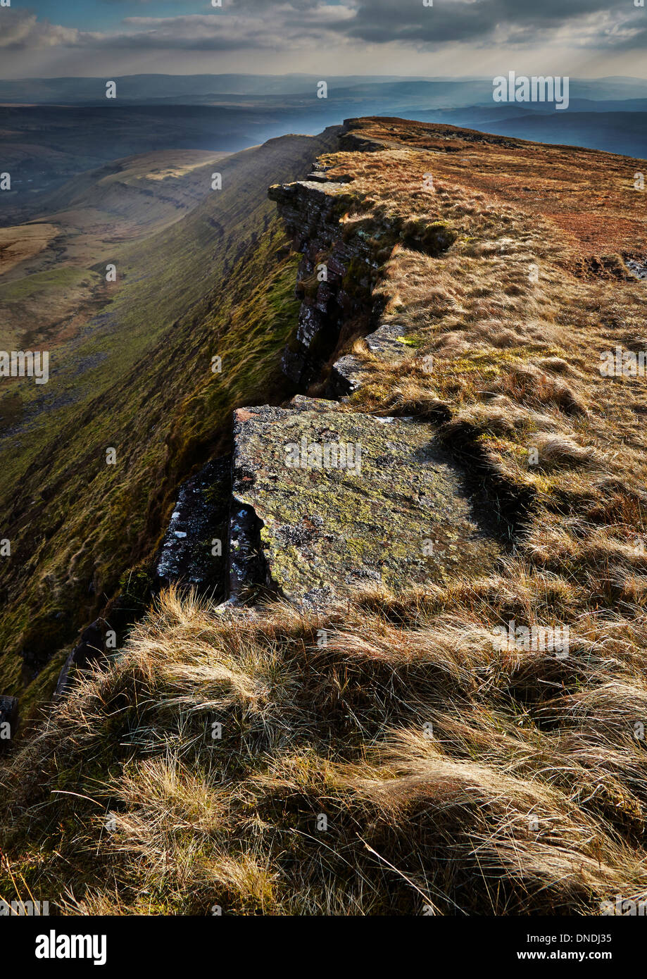 Fan Hir ridge near Llyn y Fan Fawr in the Brecon Beacons South Wales UK Stock Photo