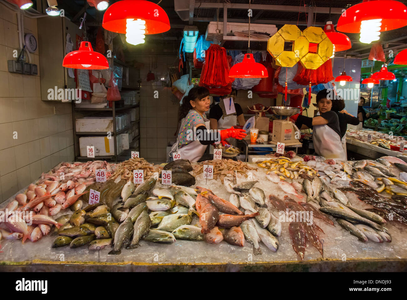 Fresh Fish Stall, Wan Chai Market, Hong Kong Stock Photo 64838623 Alamy