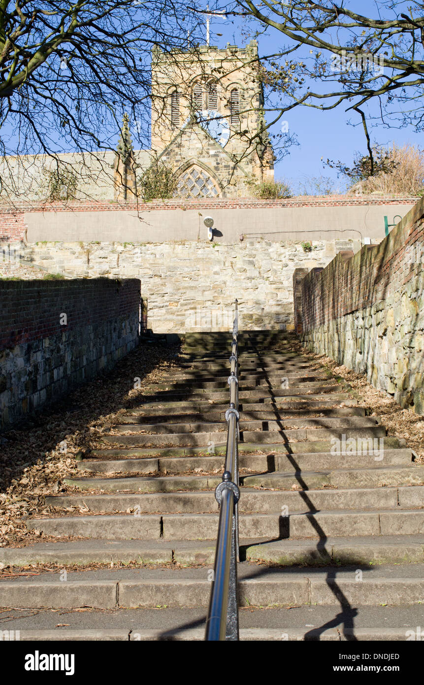 Steps leading up to st Marys Church Scarborough North Yorkshire Stock Photo
