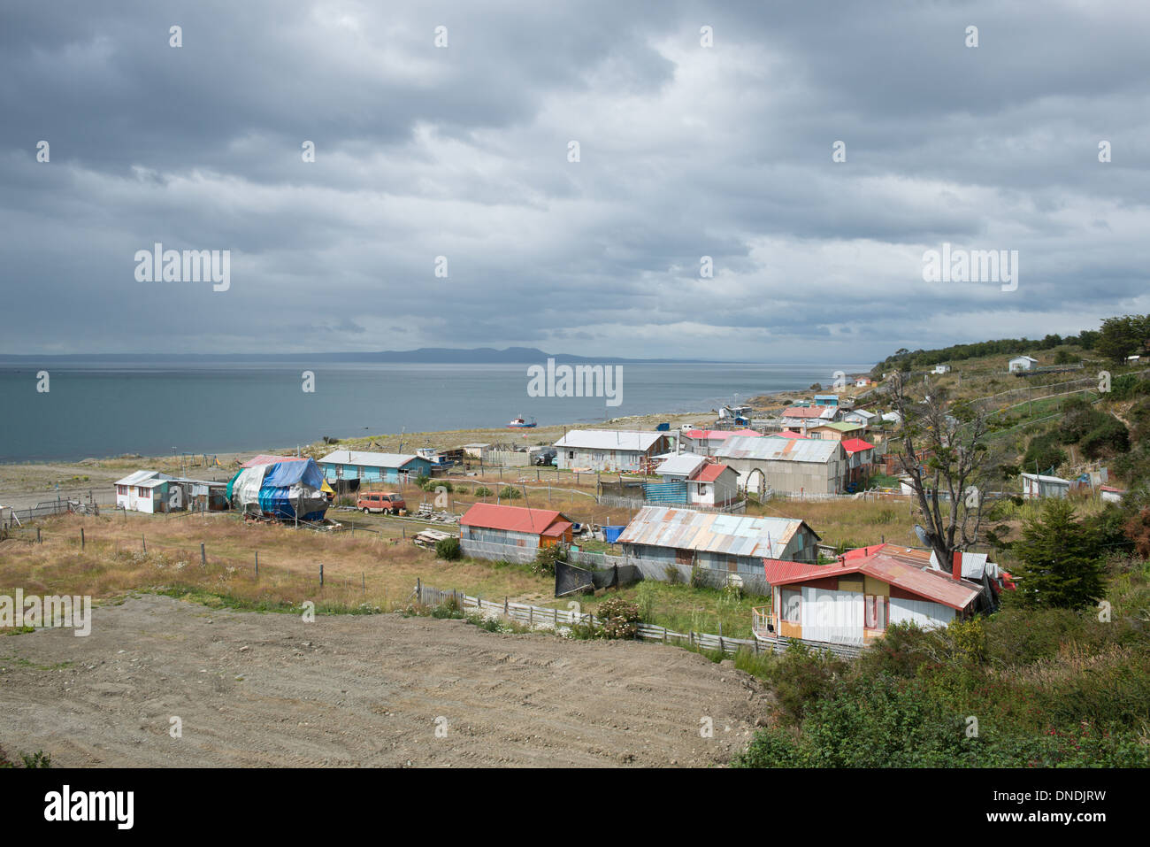 Small Fishing town, southern Chile Stock Photo
