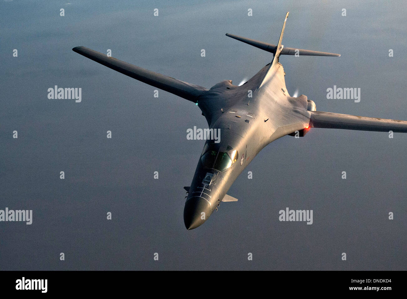 A US Air Force B-1B Lancer stealth bomber during a mission November 6, 2013 over Southern Afghanistan. Stock Photo
