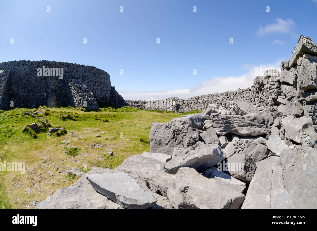 Inner ring of Dun Aengus stone fort, Inishmore, Aran Islands, County Galway, Ireland. Stock Photo