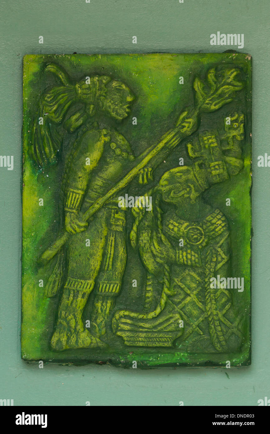 Mayan artifact replica in the hart of Belize as a decorative wall piece