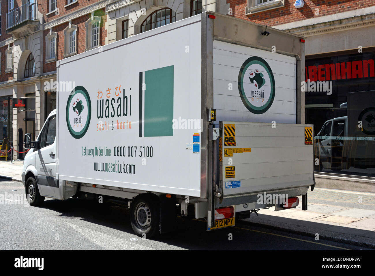 Wasabi sushi food delivery van distribution transport with tail gate