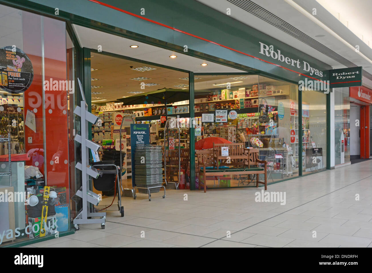 Robert Dyas homeware shop front in shopping Mall Lakeside shopping