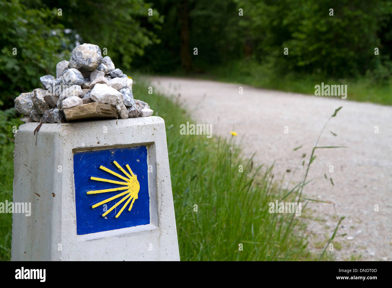 Marker along the Camino De Santiago, the Way of St. James pilgrimage