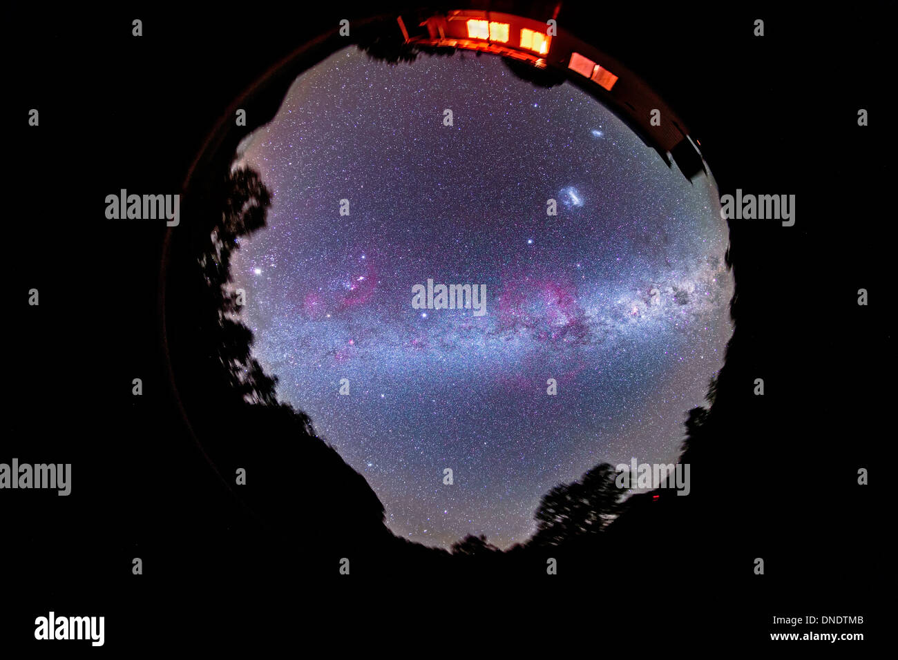 A fish-eye 360 degree image of the entire southern sky. Stock Photo