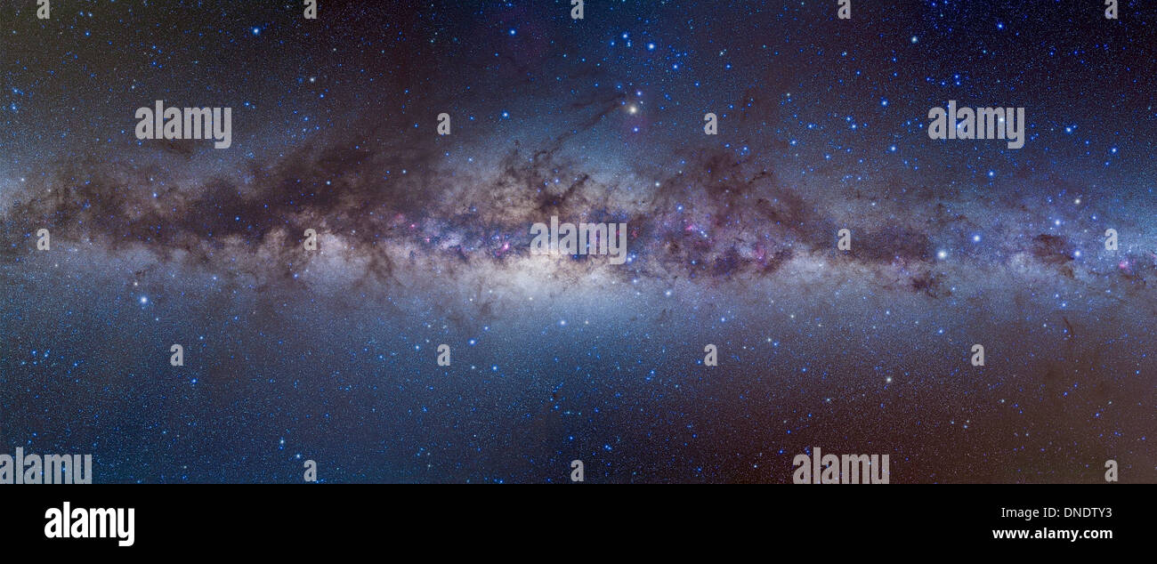 Panorama view of the center of the Milky Way. Stock Photo