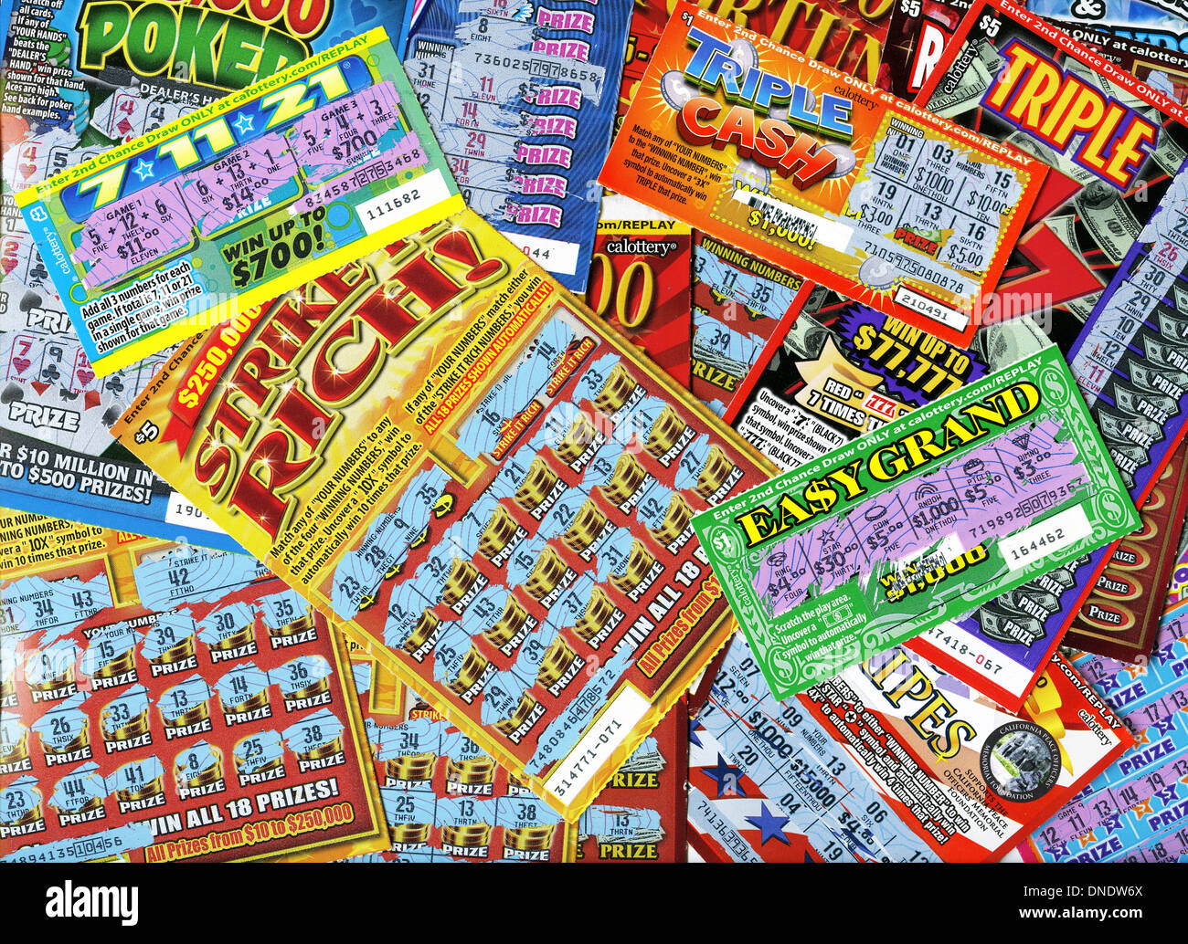 Collage of California Lottery Tickets Stock Photo - Alamy