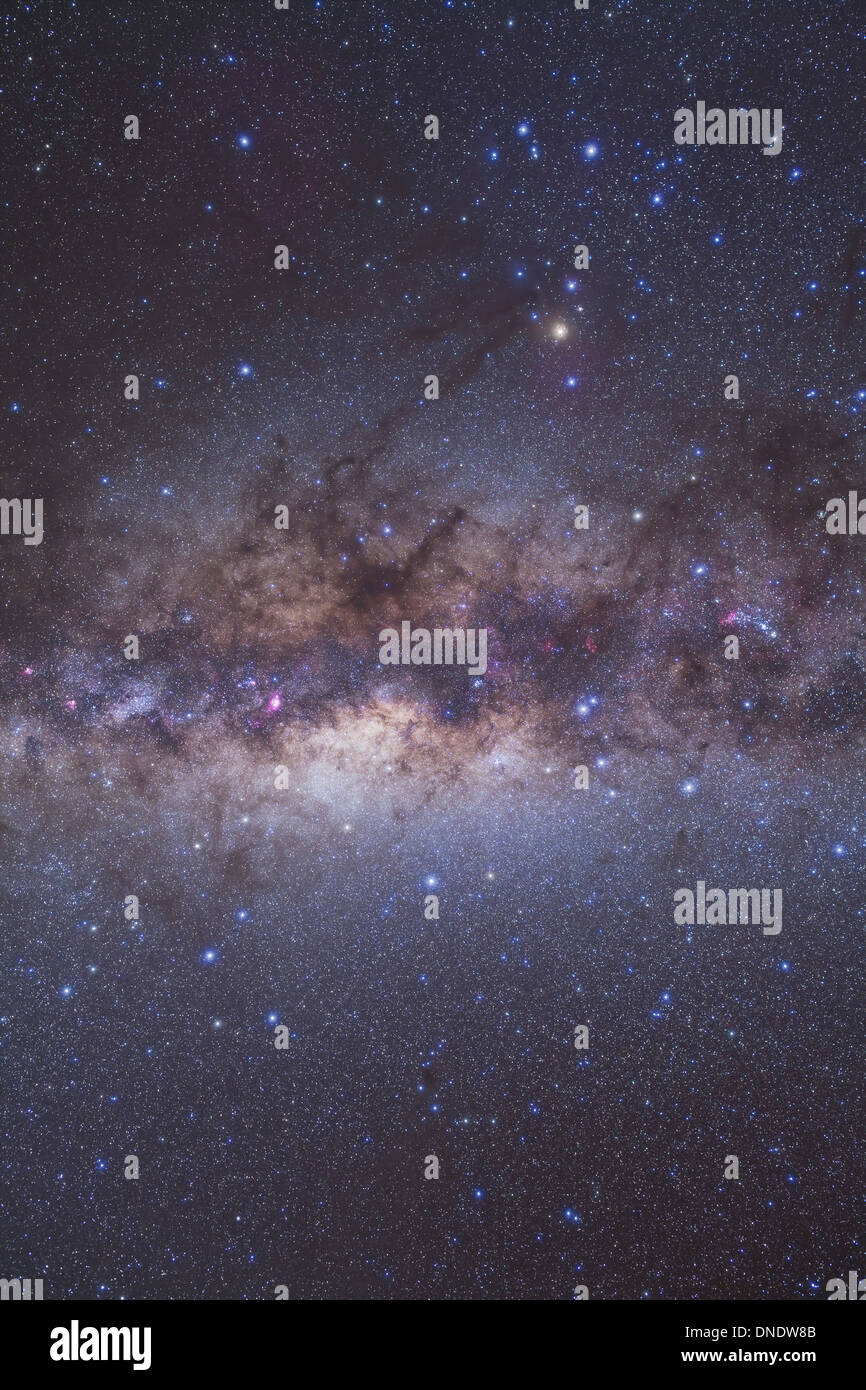 The center of the Milky Way through Sagittarius and Scorpius. Stock Photo