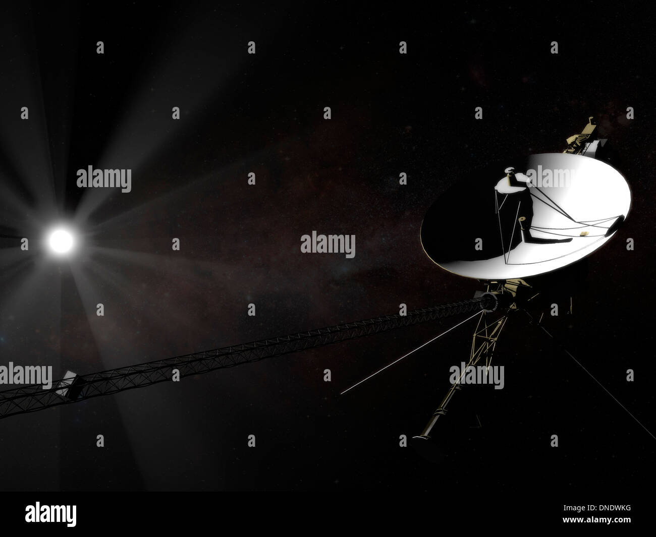 Voyager 1 leaving the solar system. Stock Photo