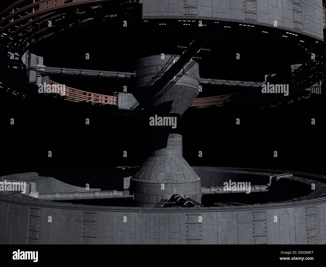 Close-up of space station from 2001: A Space Odyssey. Stock Photo