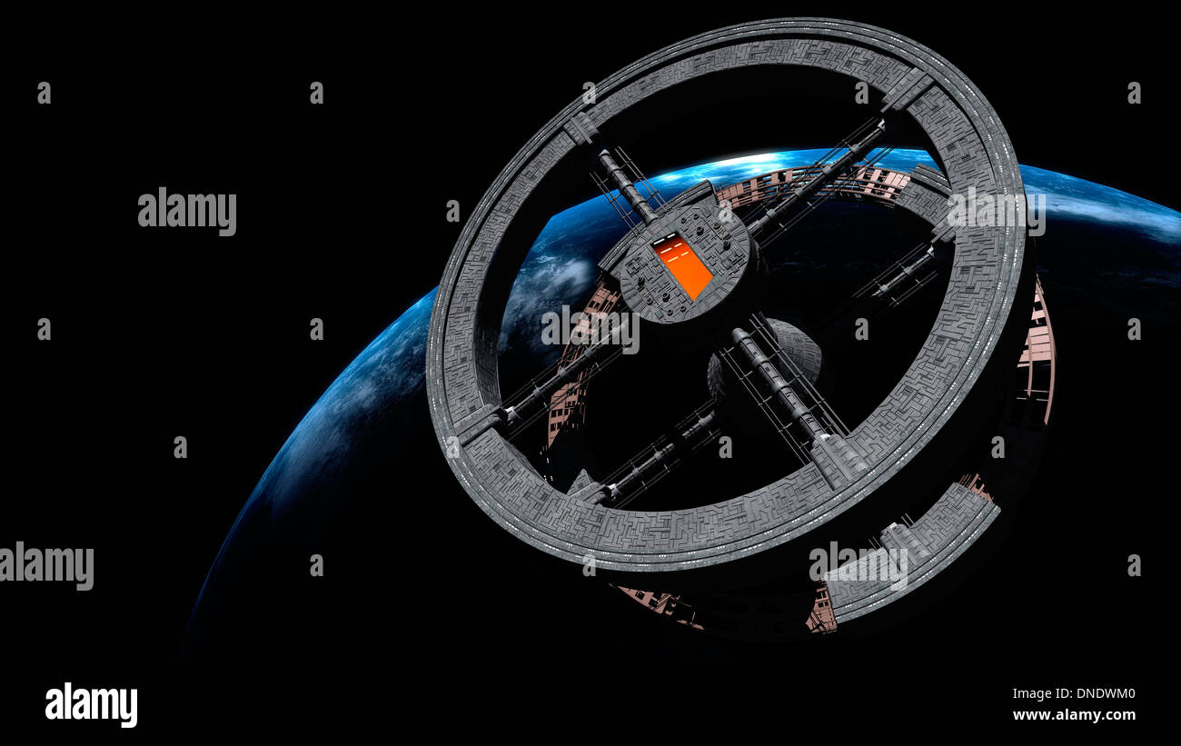 Space Station 5 in Earth orbit. Stock Photo