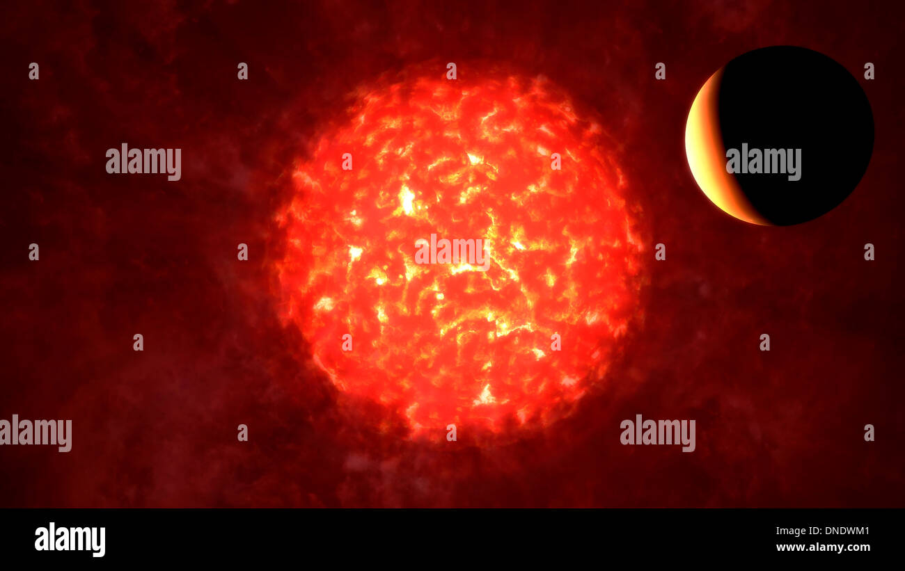 View from Neptune if our Sun were replaced by VY Canis Majoris. Stock Photo