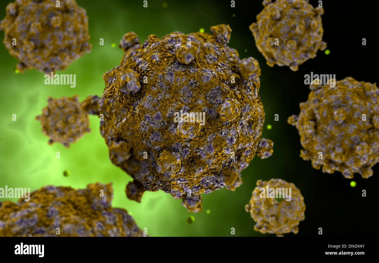 Conceptual image of coxsackievirus. Stock Photo