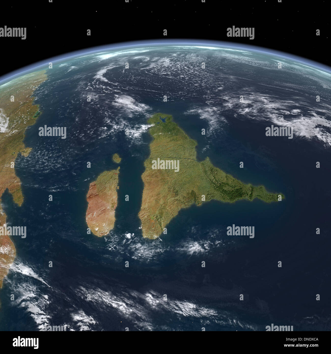View of the Indian subcontinent during the Late Cretaceous period. Stock Photo