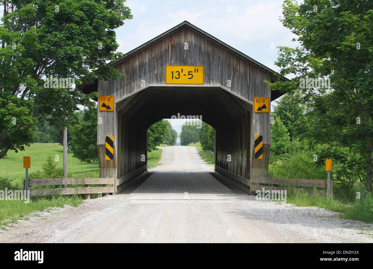 Caine Road Covered Bridge. Ashtabula County, Gould, Jefferson, Ohio, United States. Stock Photo