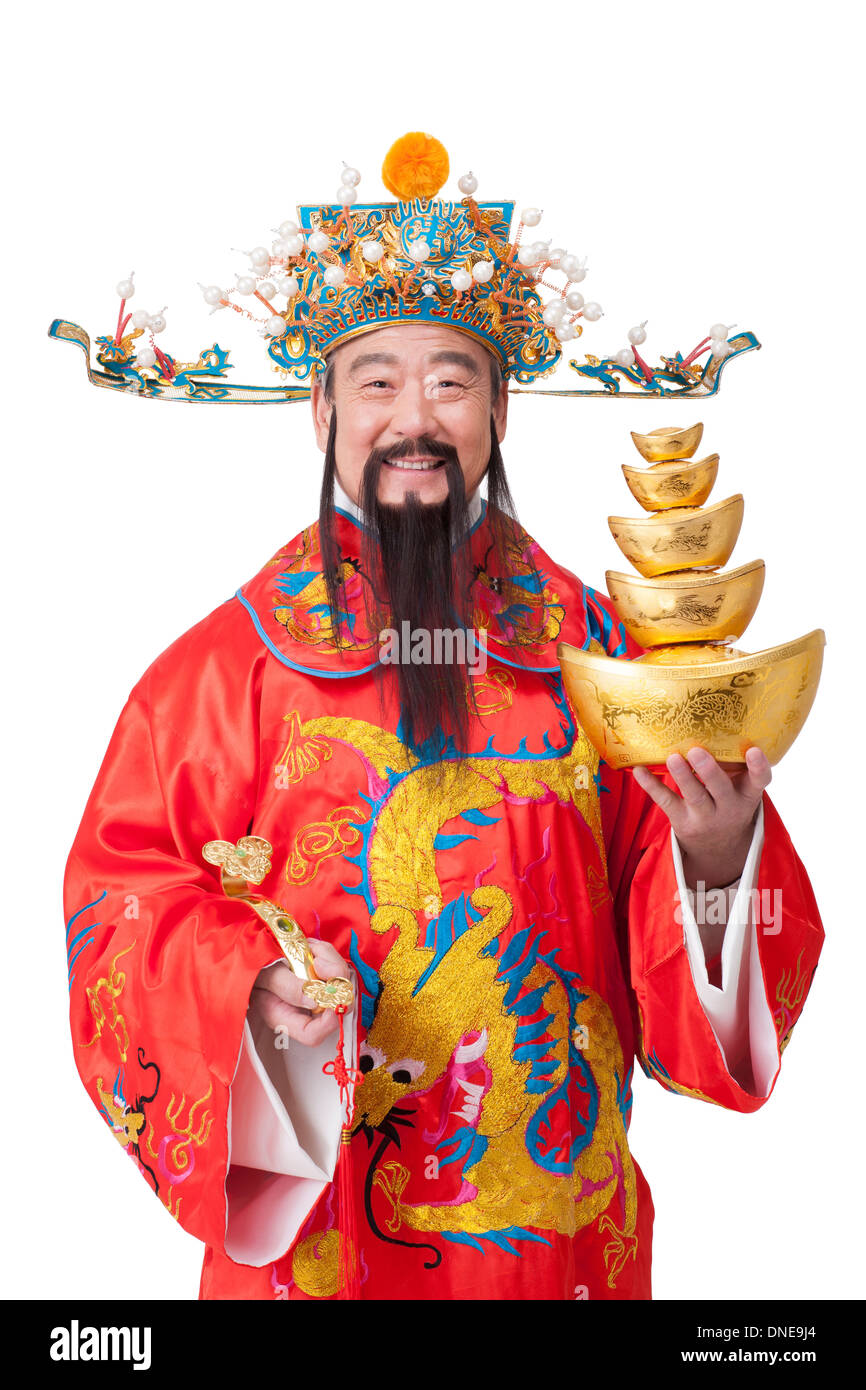 Chinese God of Wealth celebrating Chinese New Year Stock Photo