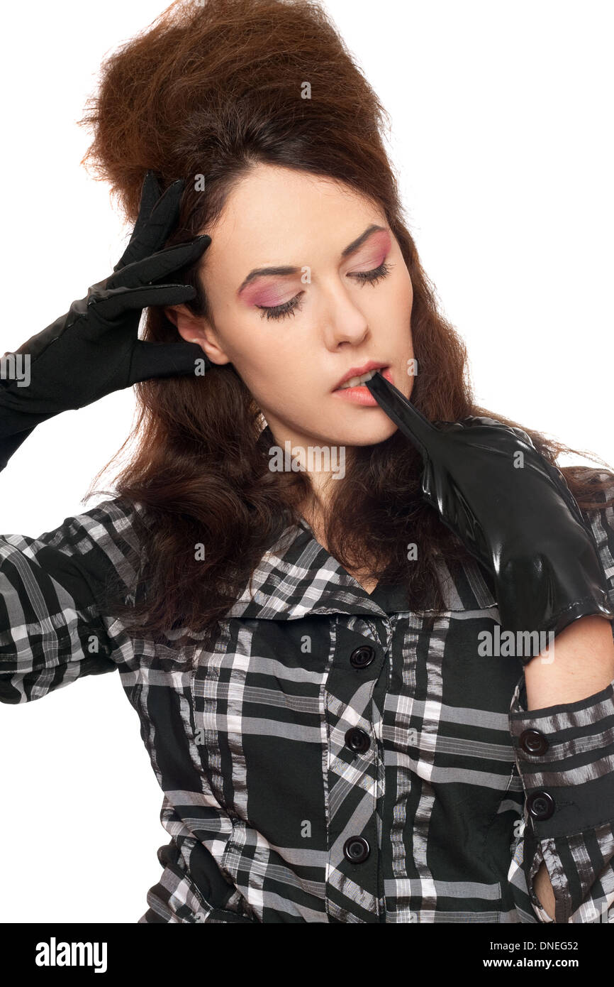 Portrait of pensive young woman with closed eyes Stock Photo - Alamy