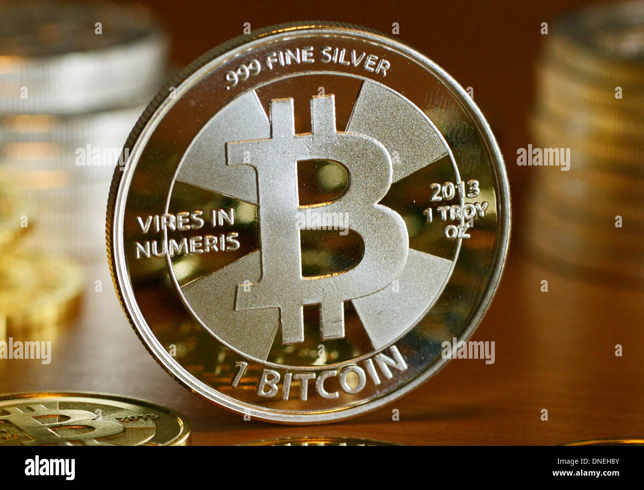 Berlin, Germany. 28th Nov, 2013. Illustration A Bitcoin coins