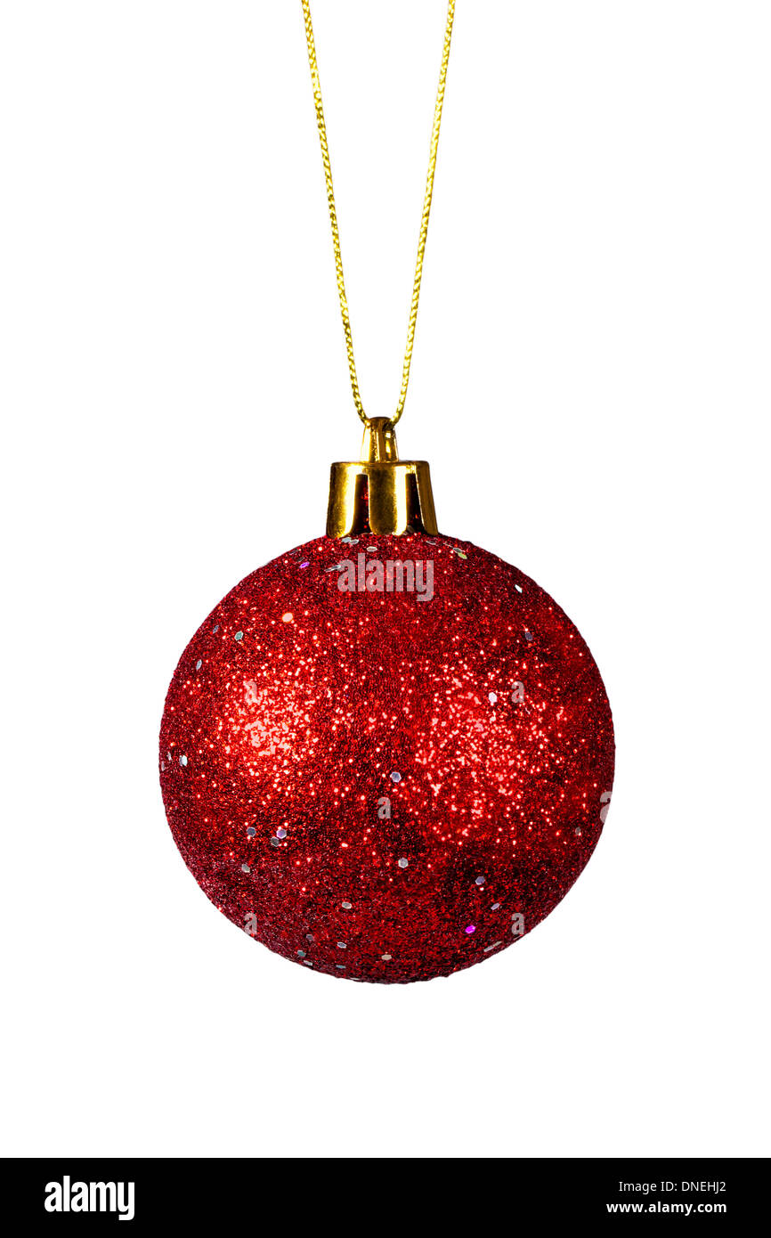 Red Christmas ball isolated on a white background Stock Photo - Alamy