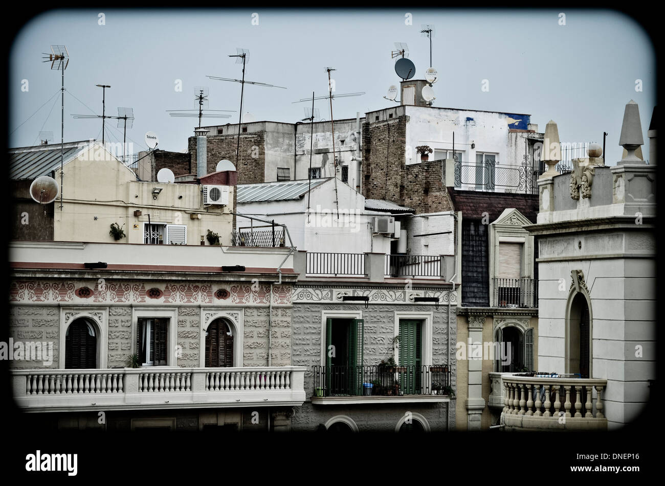 TV antennas on the roof. Barcelona, Catalonia, Spain Stock Photo Alamy