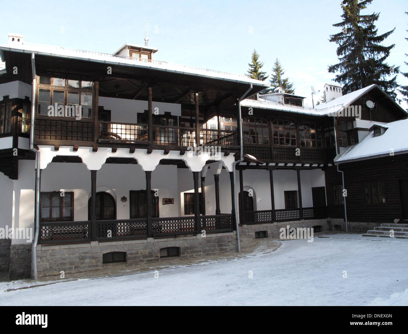 Zarska Bistriza Royal Palace in the Rila Mountains in Bulgaria, 01 December 2013. Former King Simeon II received the palace and surrounding forests back from Bulgaria. The EU country is questioning the return of the property and the European Court of Justice will make the next move. Photo: Elena Lalowa/dpa Stock Photo