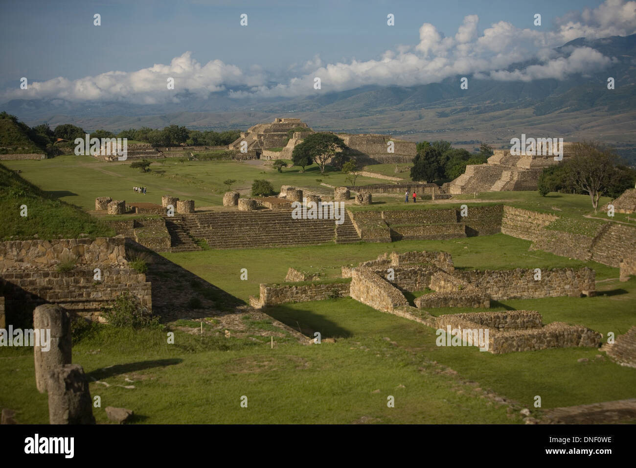 Overview of the Zapotec city of Monte Alban, Oaxaca, Mexico, July 13, 2012. Stock Photo