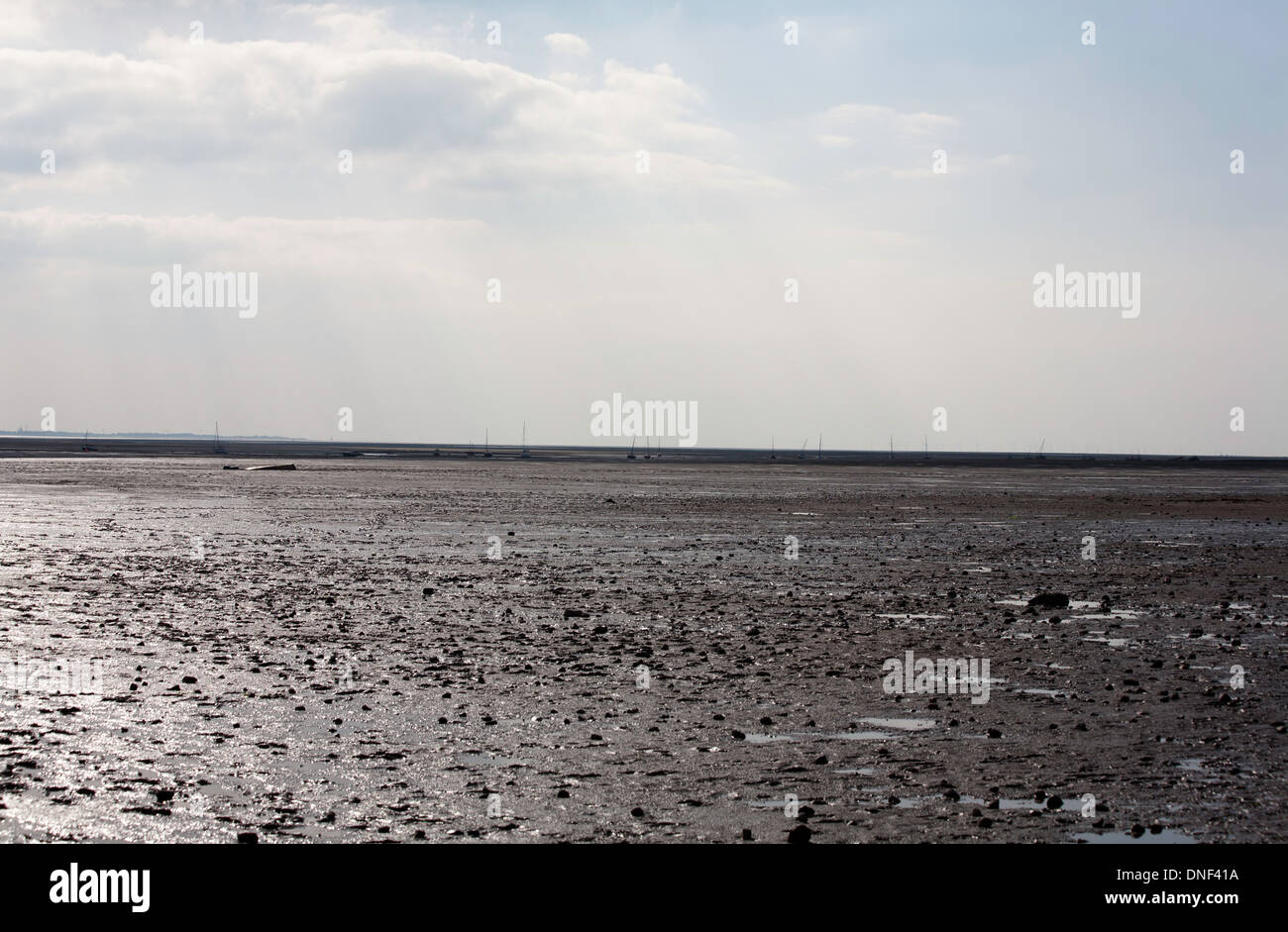 Mud flats at Thurstaston on The Wirral Peninsular Cheshire England