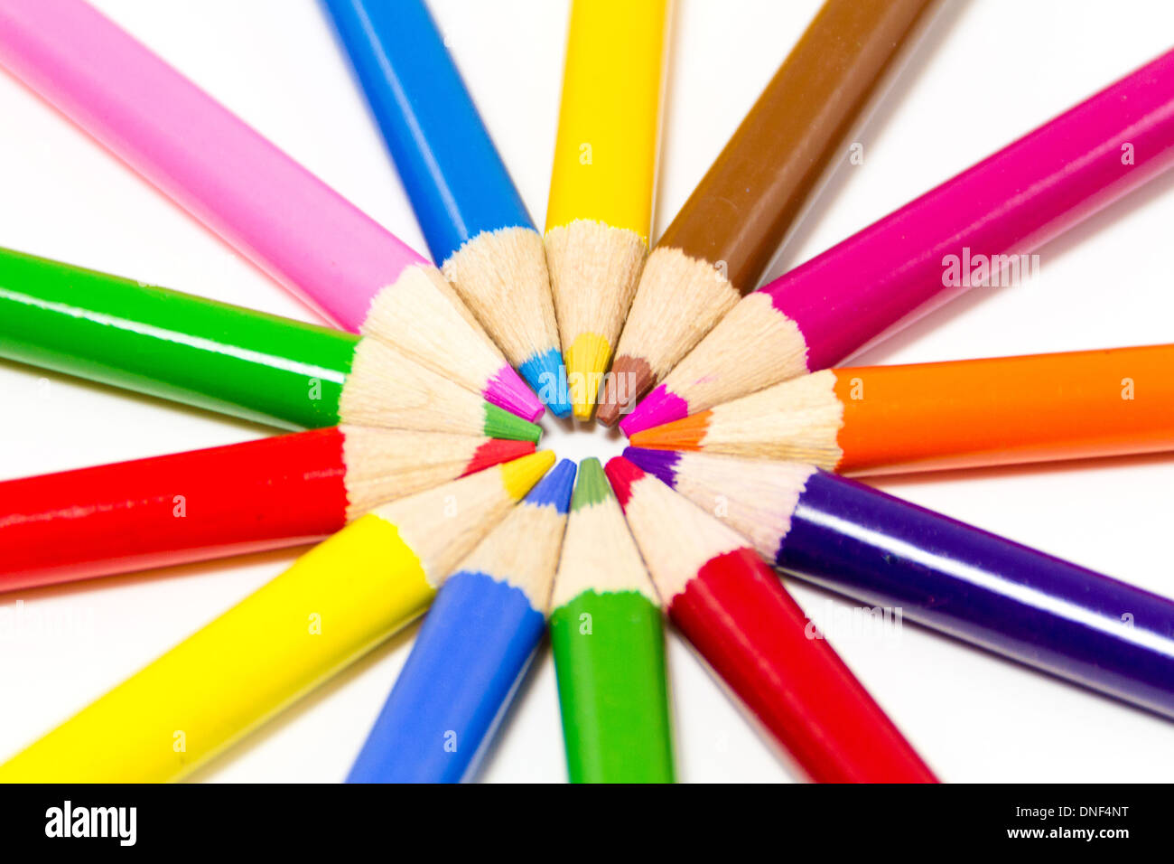 Color pencils on white background Stock Photo