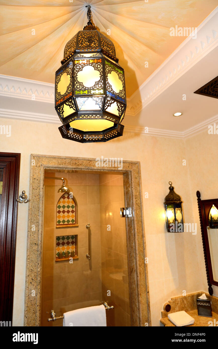 Bathroom decorated in arabic style in the luxury hotel, Dubai, UAE