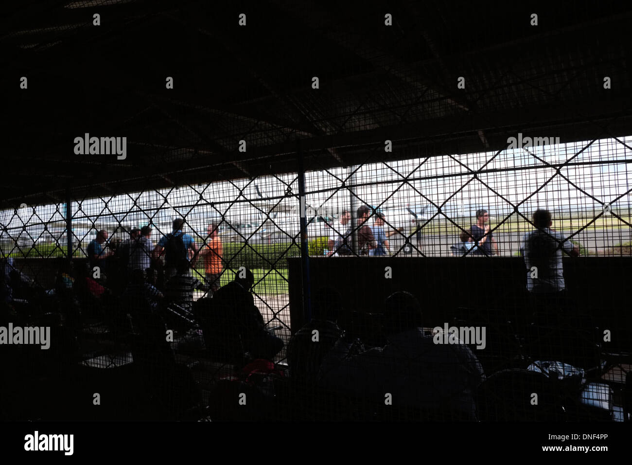 Passengers waiting to board aircaft in Arusha airport Northern Tanzania