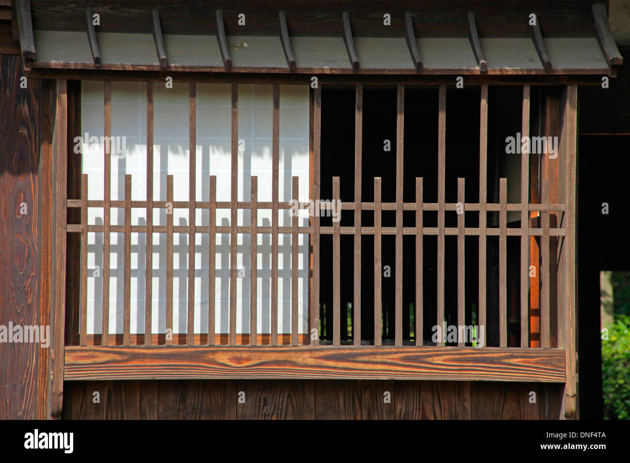 Latticed window with shoji of old Japanese house Tokyo Japan Stock